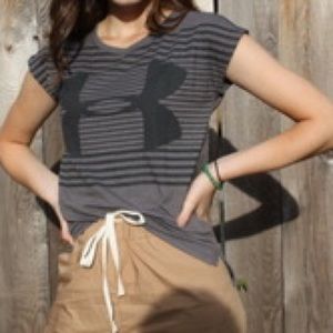 Striped Under armour active wear shirt with logo